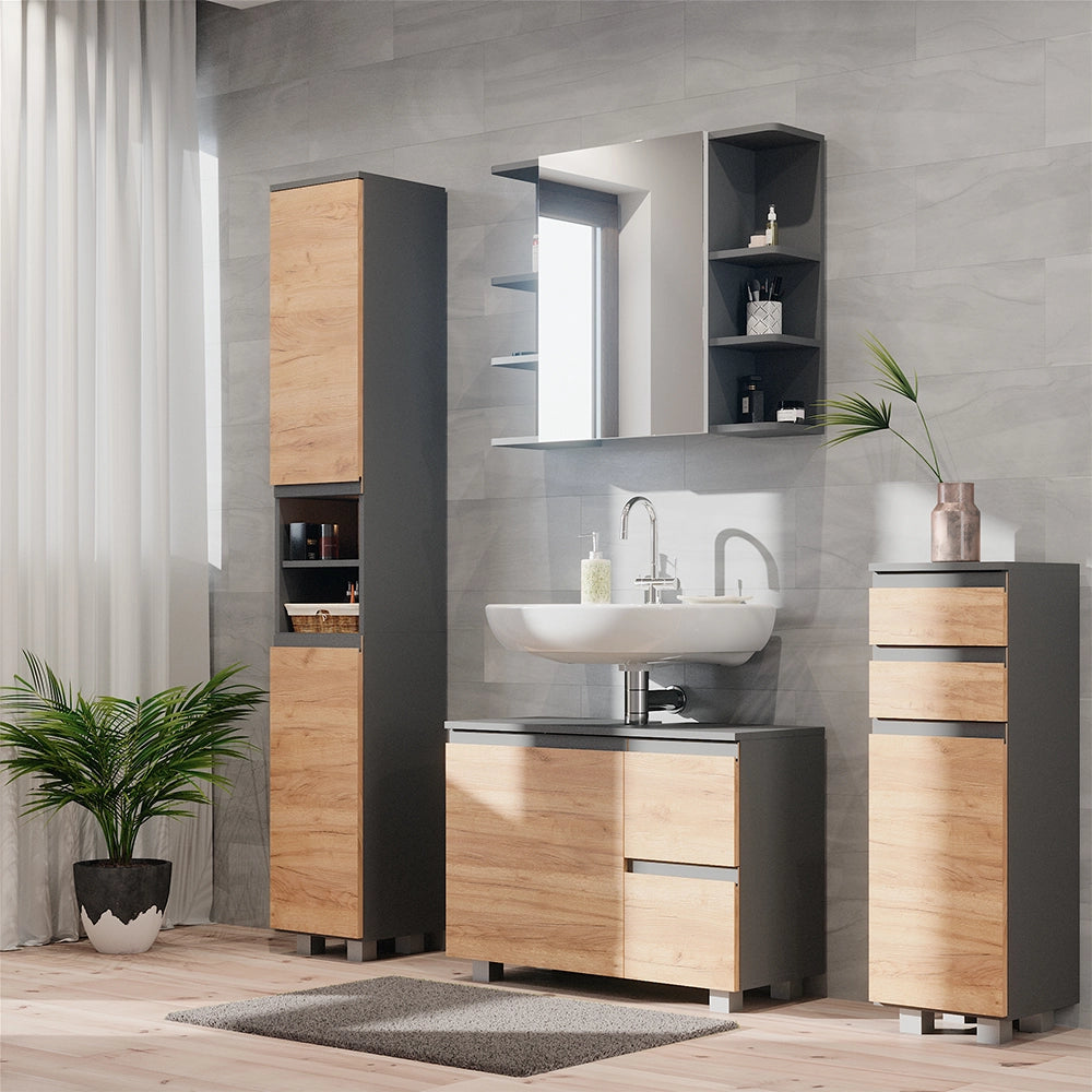 Vicco Set mobili bagno Grigio 4 parti