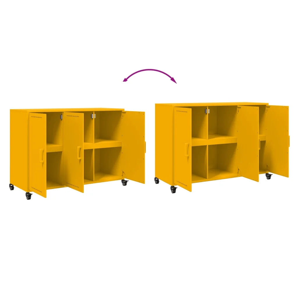 Credenza | Madia | Buffet da pranzo | Armadio da pranzo Giallo Senape 100,5x39x72 cm in Acciaio