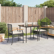 Set da Pranzo da Giardino 3 pz con Cuscini Nero in Polyrattancod mxl 114824