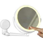Trade Shop - Specchio Trucco A Parete Illuminato Con Ingrandimento Dimmerabile Led Ricaricabile Touch -