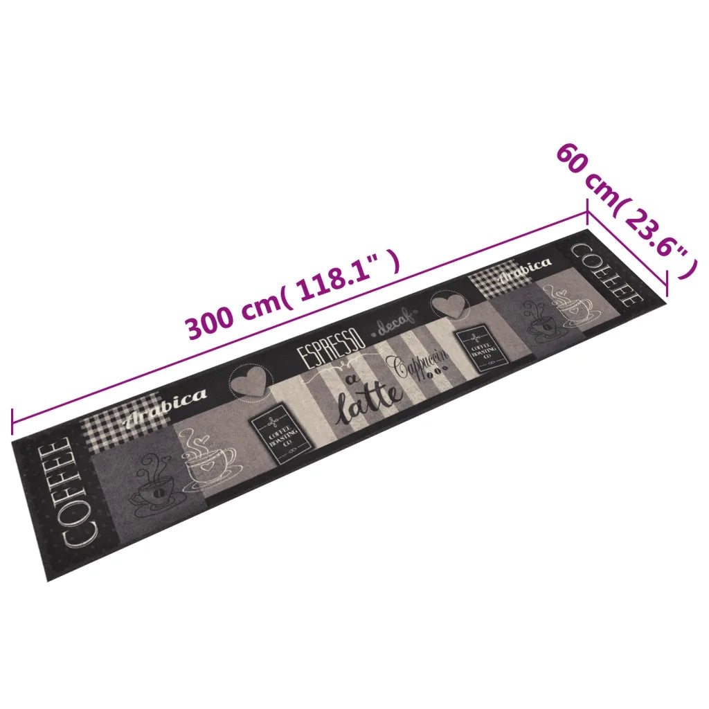 Tappeto del soggiorno | Tappeto da Cucina Lavabile Nero Caff¨¨ 60x300 cm Velluto