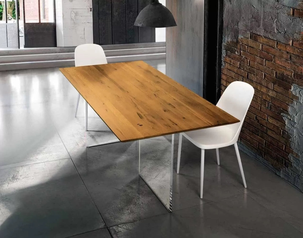 Tavolo fisso in rovere massello nodato spessore 4 cm. misura l.180 p.90 h.75 (1666) - Mobili 2G