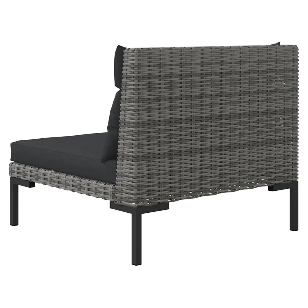 Set Divani da Giardino 3 pz Grigio Scuro Polyrattan Mezzo Tondo 318607