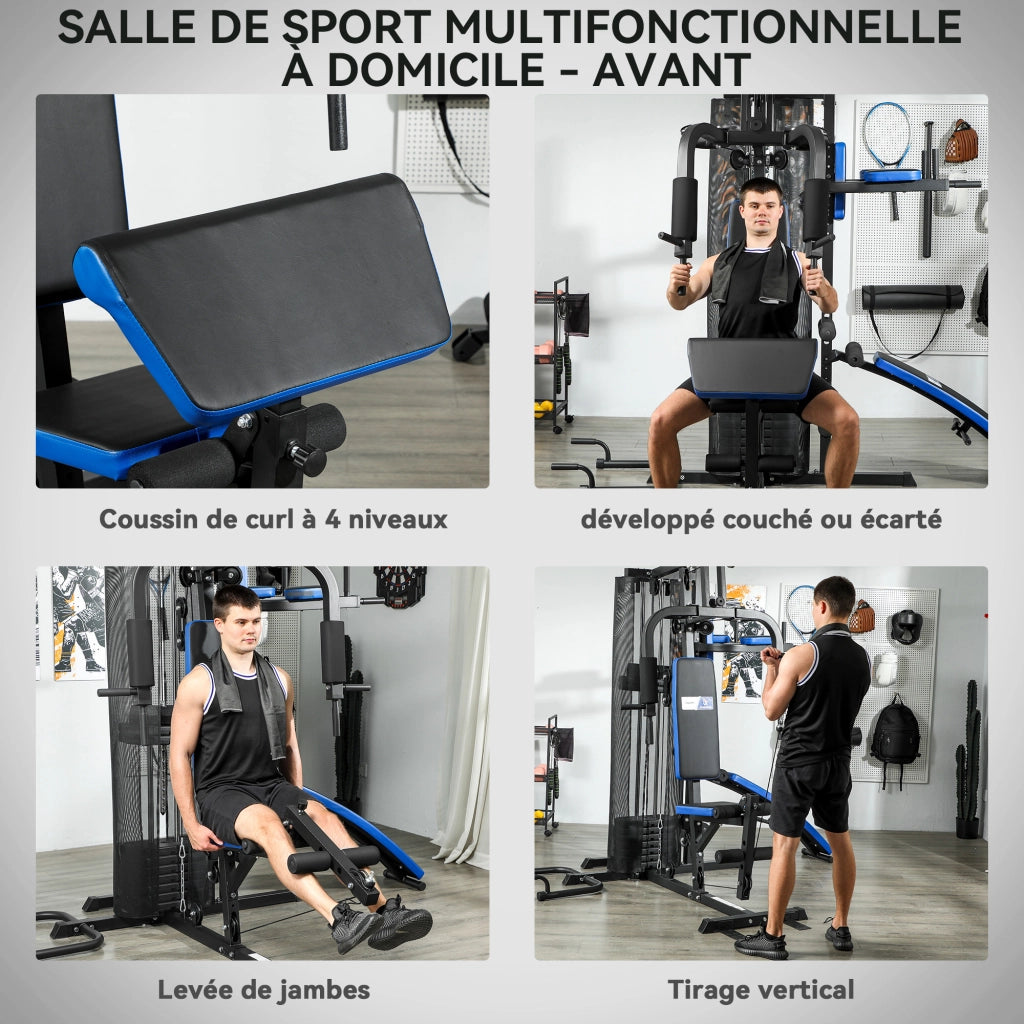 Attrezzatura Palestra Casa con Banco Pesi 65 kg ¨C zephmum ¨C Nero e Blu
