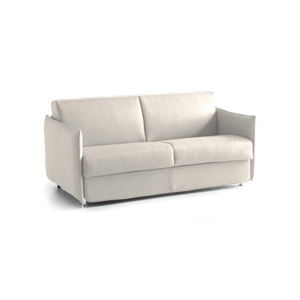 Verceia, Divano Letto 2 Posti Sfoderabile Made in Italy, 160x95 cm Beige
