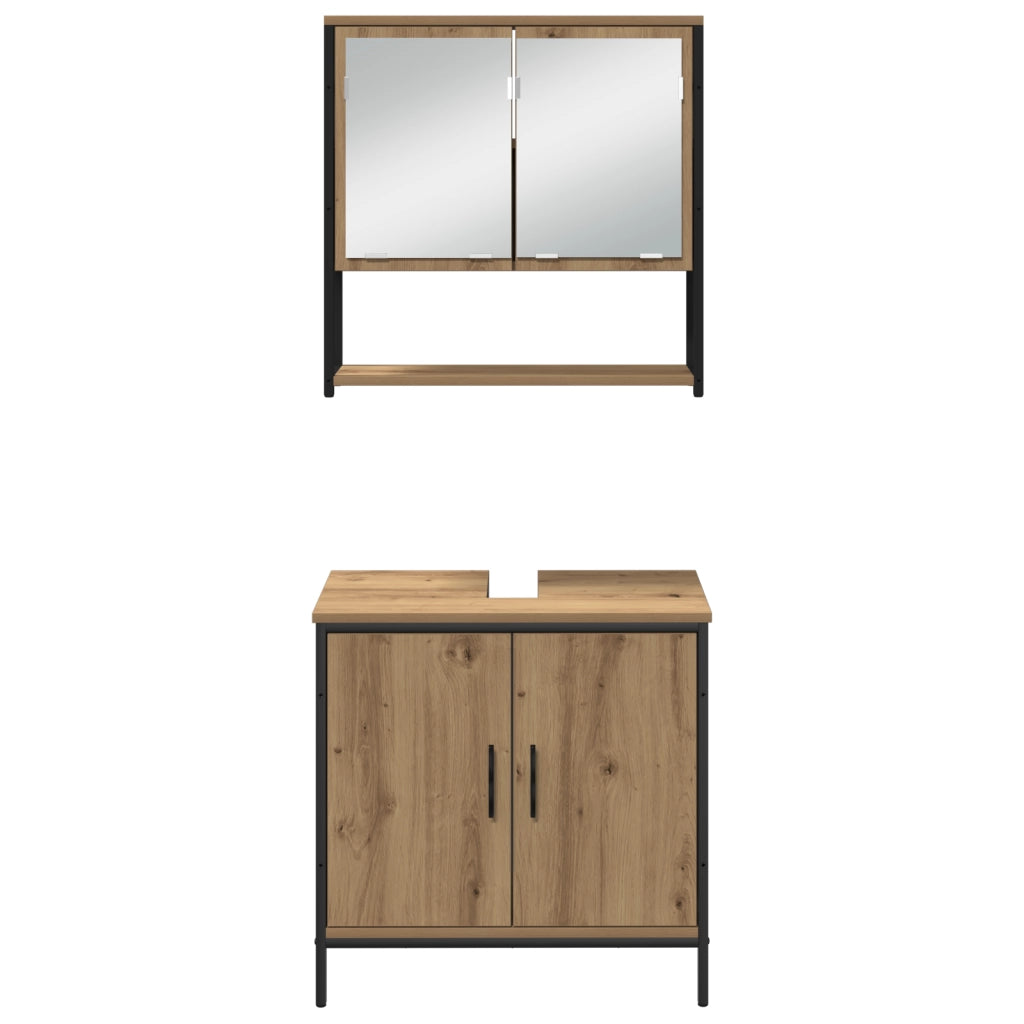 Set di arredamento bagno in 3 pezzi Rovere Massello Legno Ingegnerizzato