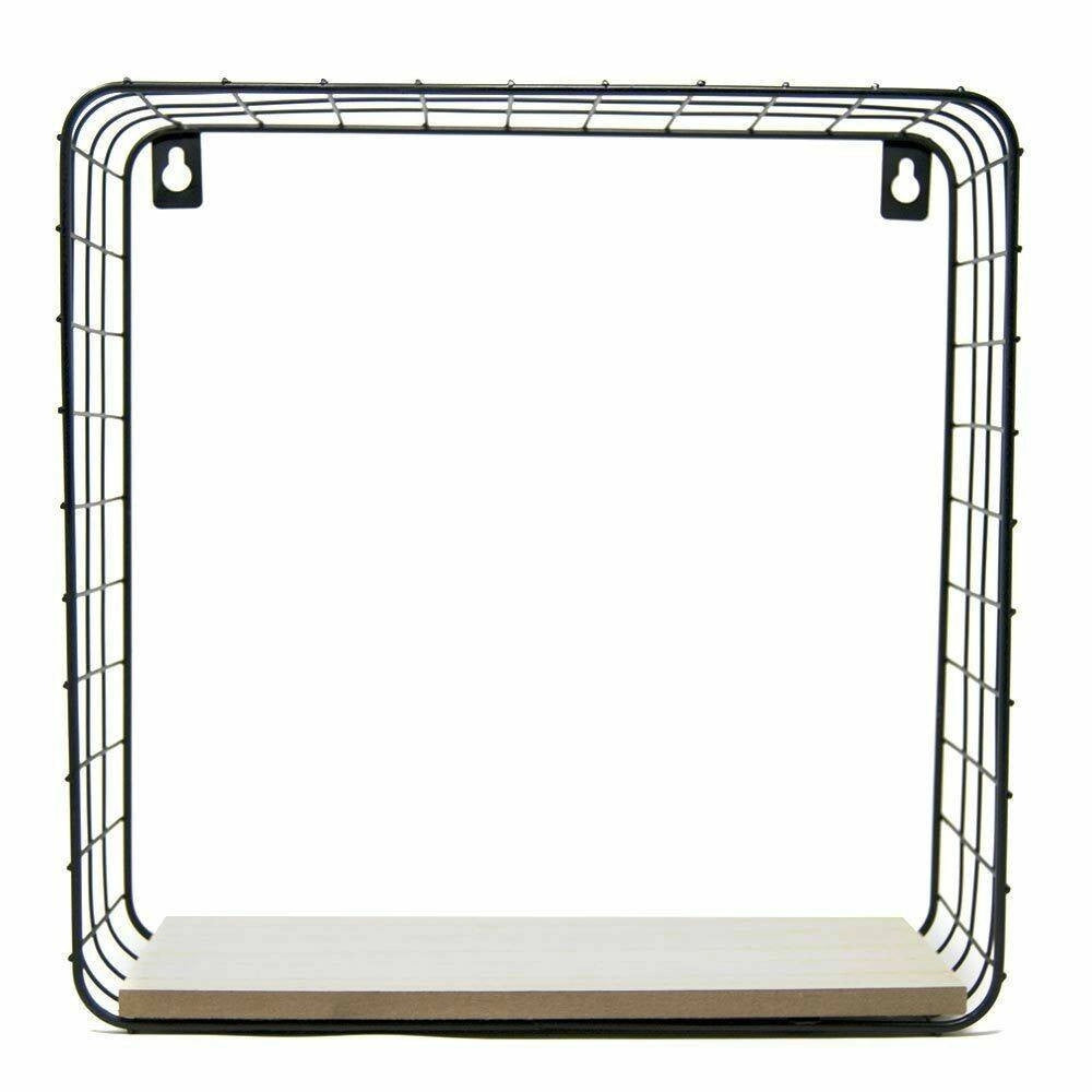 Trade Shop - 2 Mensole Da Parete Moderne Design Cubo Mensola Scaffale Legno Metallo Nero -