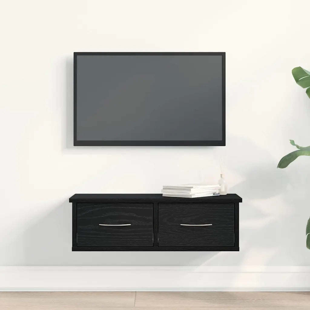 Armadietto a muro con cassetto Rovere Nero 60 x 26 x 18,5 cm 862435