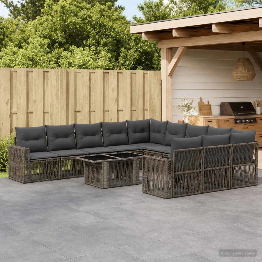 Set Divano da Giardino 12 pz Grigio e Grigio Scuro polyrattan 3436856