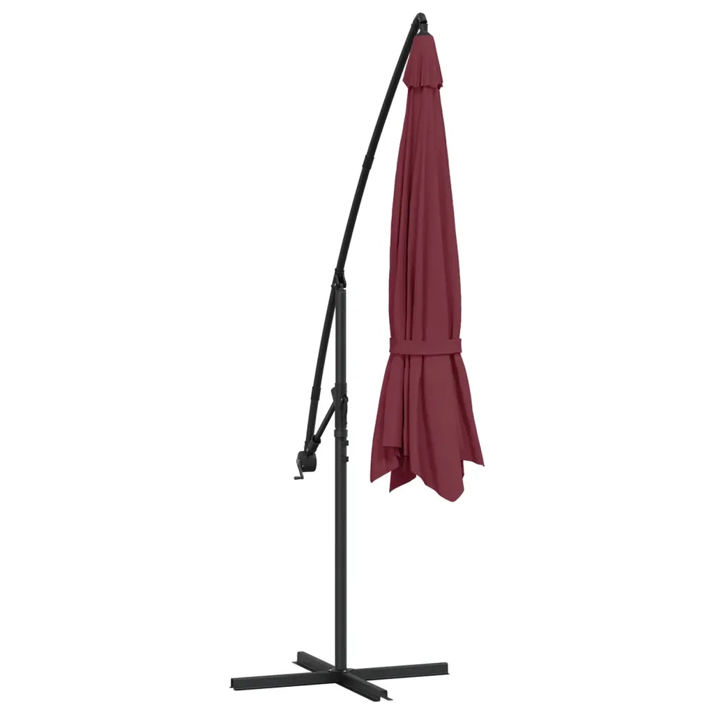 Ombrellone a Sbalzo-Ombrello da giardino Palo in Alluminio 350 cm Rosso Bordeaux