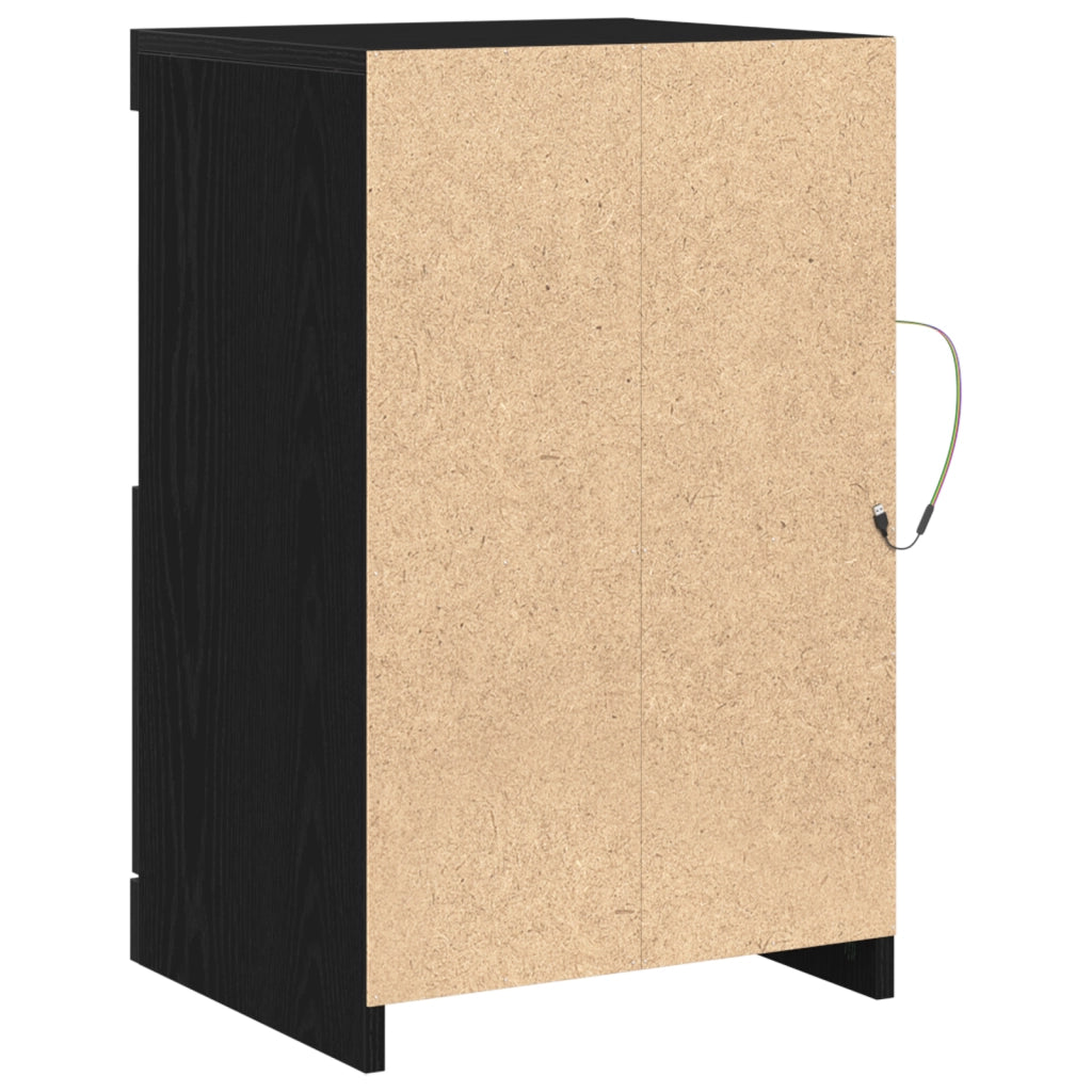 Sideboard con Luci LED Rovere Nero 41x37x67 cm