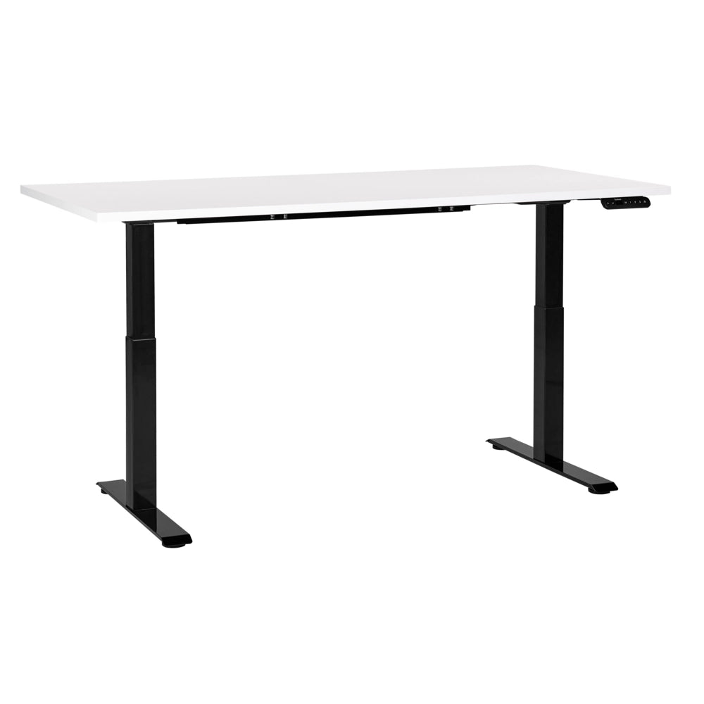 Scrivania regolabile in altezza elettricamente bianco e nero 160 x 72 cm Struttura in acciaio verniciato a polvere