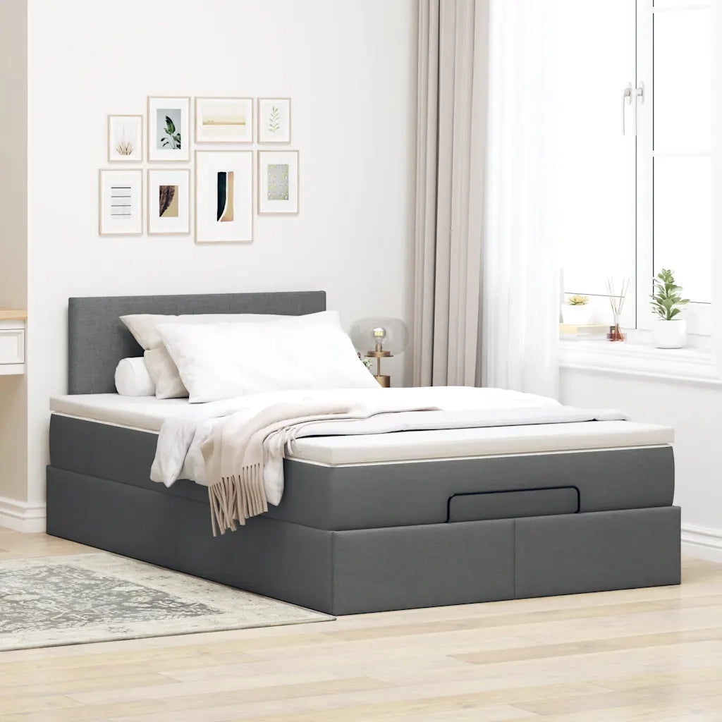 Pouf Letto con Materasso Grigio Scuro 120x190 cm in Tessuto 3311360