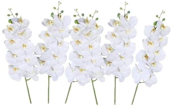 Piantine finte di orchidea 68,6 cm - Piantine di stelo bianche - 6 pezzi - Piantine per casa - Decorazione per matrimoni - Sempre in fiore - Piantine artificiali