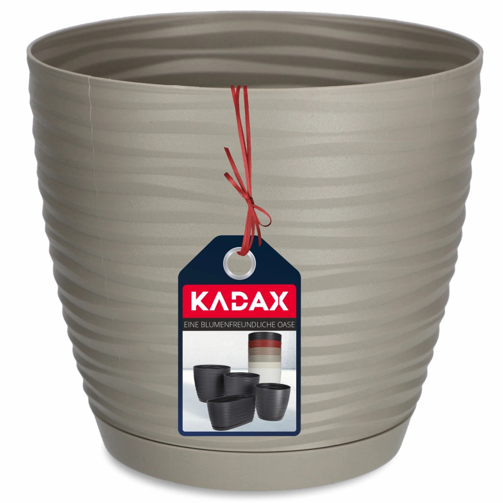 Vaso da fiori KADAX rotondo da 17 cm in plastica grigia