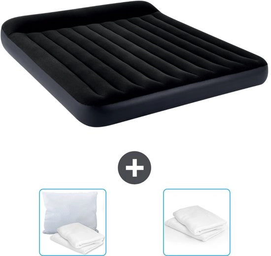 Lettino aerei 2 posti - 183 x 203 x 25 cm - Blu scuro - Incluso cuscino e protezione cuscino