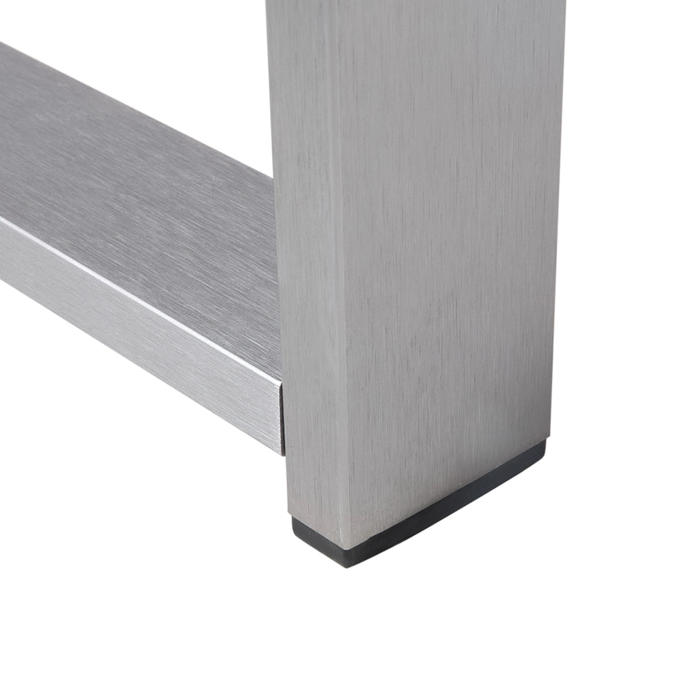 Tavolino da esterno in alluminio grigio chiaro 90 x 50 cm struttura in metallo piano sintetico moderno minimalista