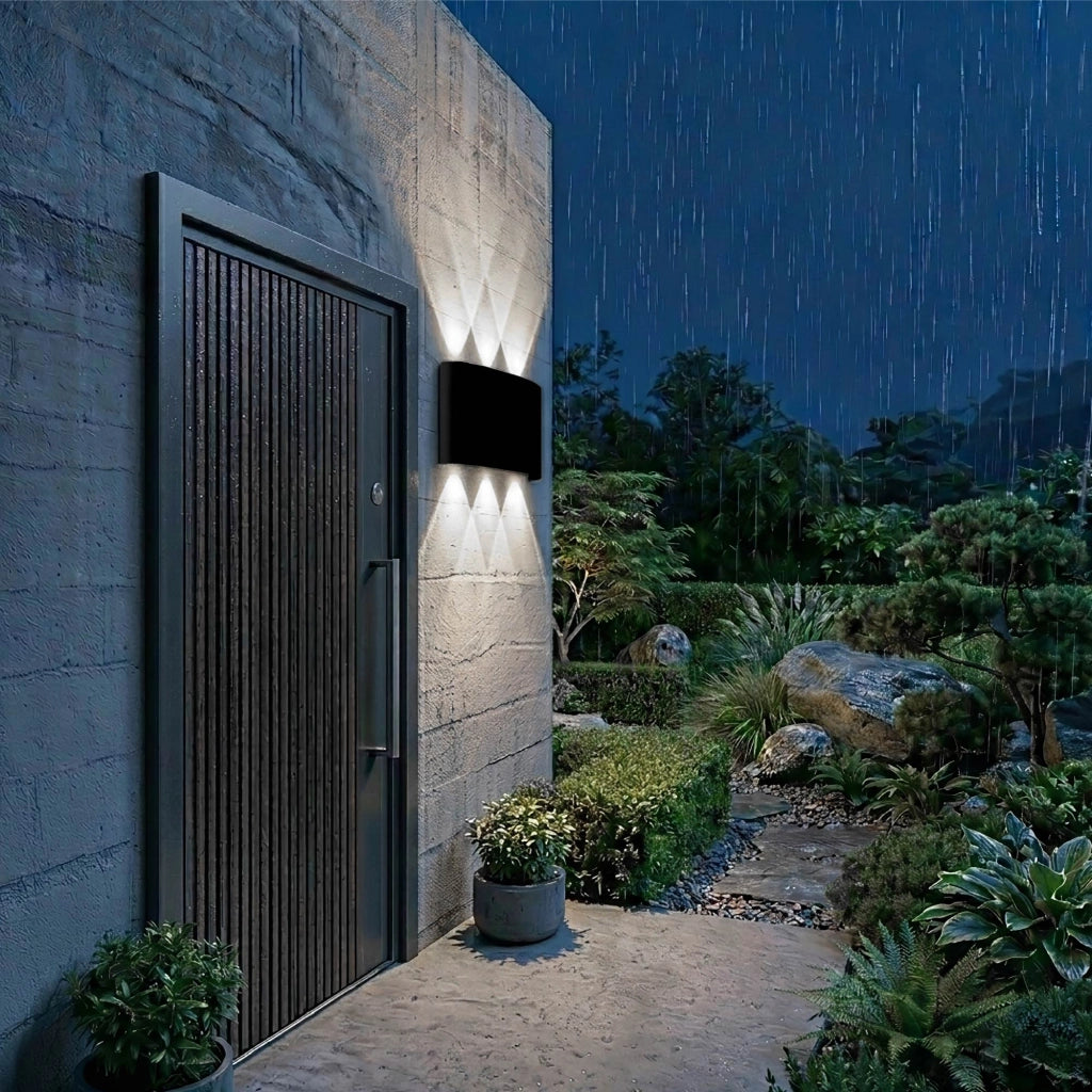 Set 2 Pezzi Applique LED da Parete 6 LED Design Mezzaluna IP65 Interno/Esterno Luce Naturale o Fredda Nero o Bianco Luce Fredda - Nero