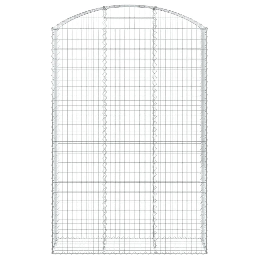 Cesto gabbione recinzione a gabbia muro di contenimento ad arco 150 x 50 x 220/240 cm ferro zincato argento 02_0039986