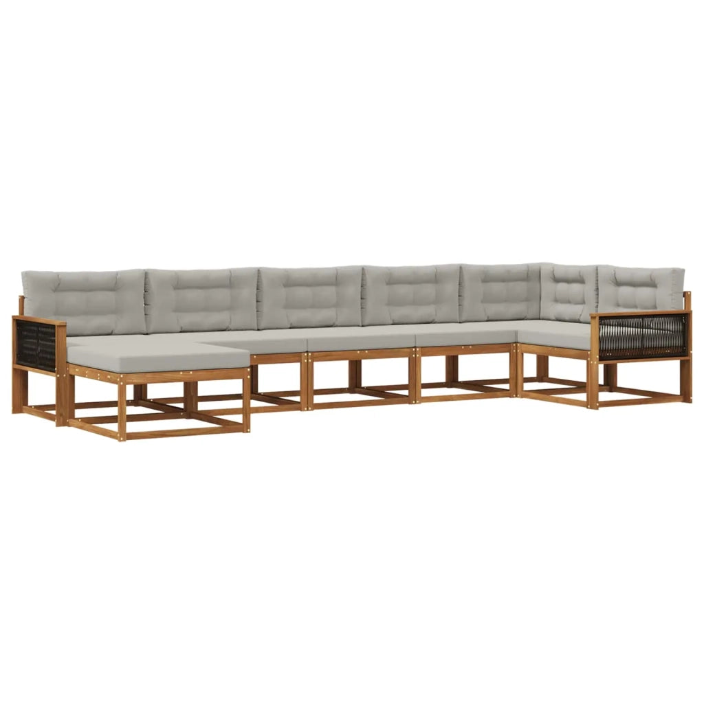 Set di divani da esterno 7 pz Naturale e Grigio Chiaro 3382744