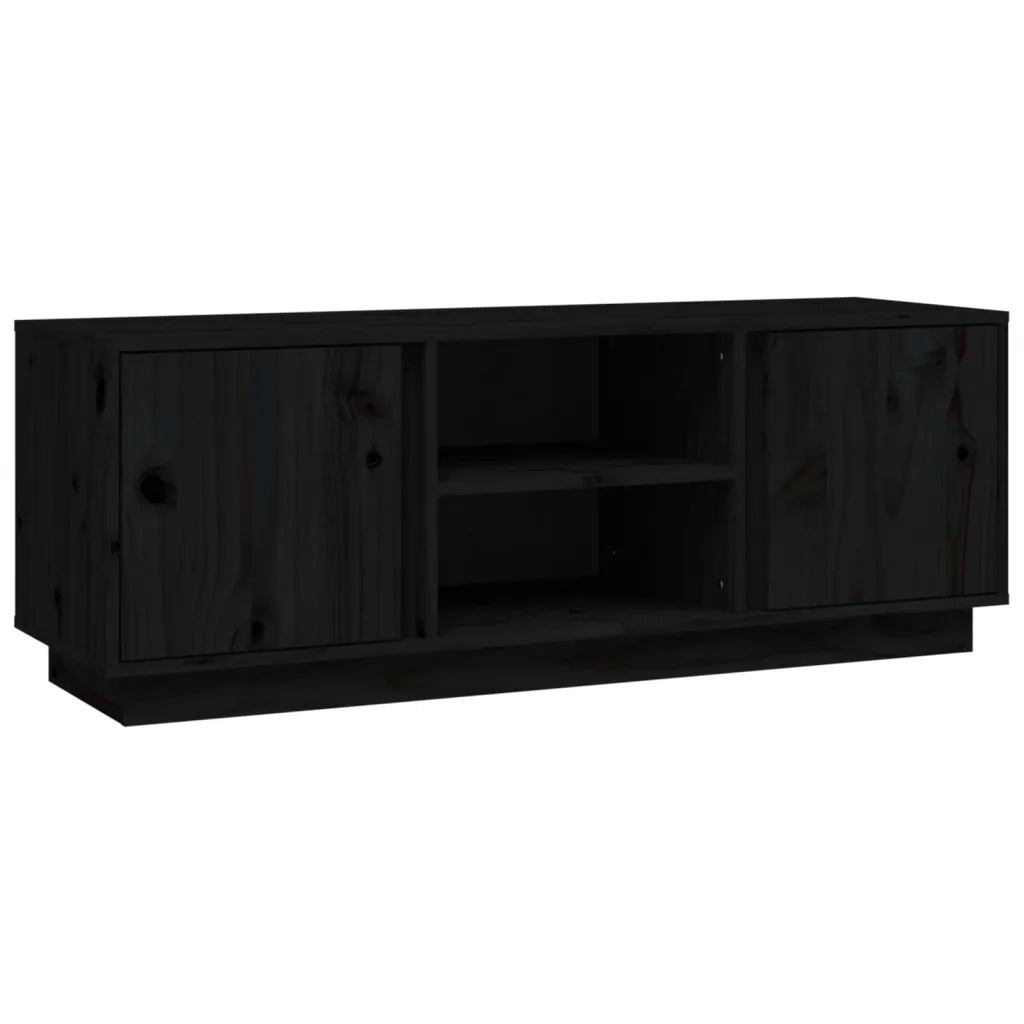Mobile Porta TV Nera 110x35x40,5 cm in Legno Massello di Pino 814478