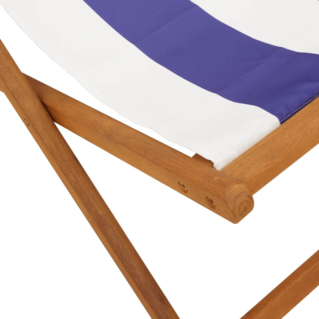 vidaXL Sedie da Spiaggia Pieghevoli 2 pz Blu e Bianco Tessuto e Legno