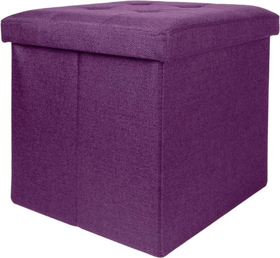 Sedia pieghevole blu 30x30x30 cm con coperchio e spazio di stoccaggio - cuscino per gambe in pelle - cassa pieghevole per la conservazione