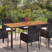 Tavolo da Giardino Piano in Legno Nero 190x90x75 cm Polyrattan 319905