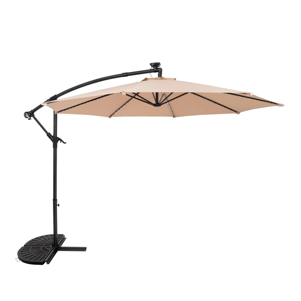 Ombrellone LED Decentrato 3m Beige Banana con Base 2 Pesi 28kg