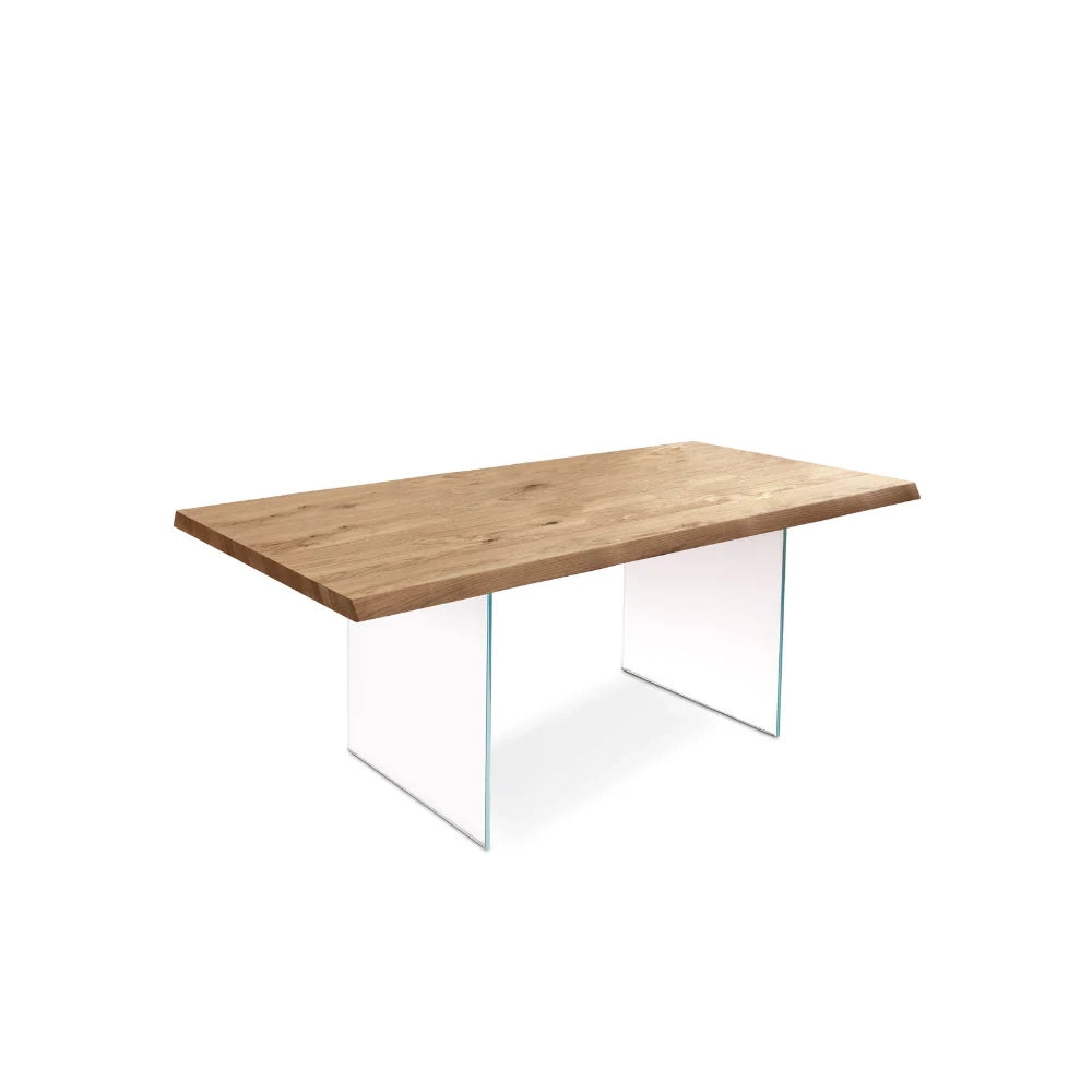 Tavolo da pranzo allungabile in legno impiallacciato rovere naturale Forest 160-240x90 cm fino a 10 posti Made in Italy | Duzzle