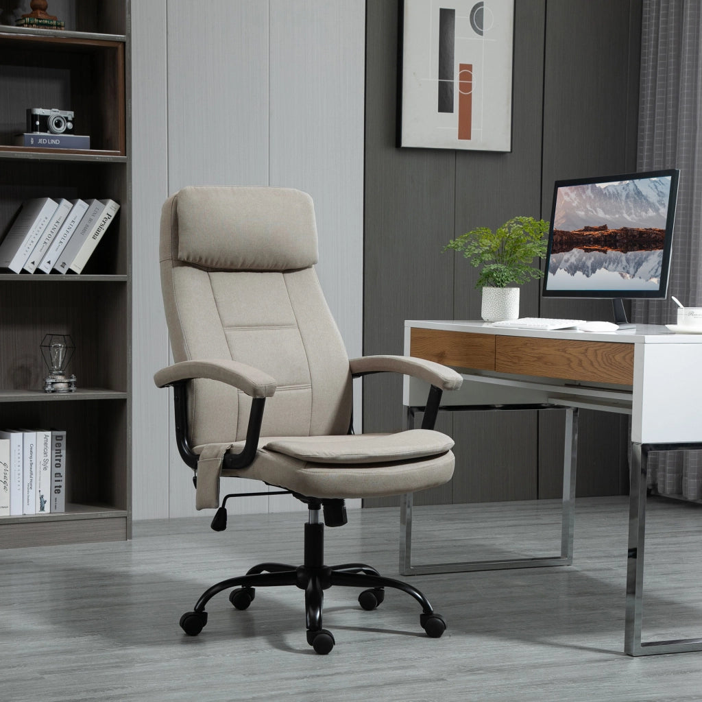 Sedia da ufficio con massaggio regolabile in altezza con dondolo ruote 360 gradi Poliestere Beige