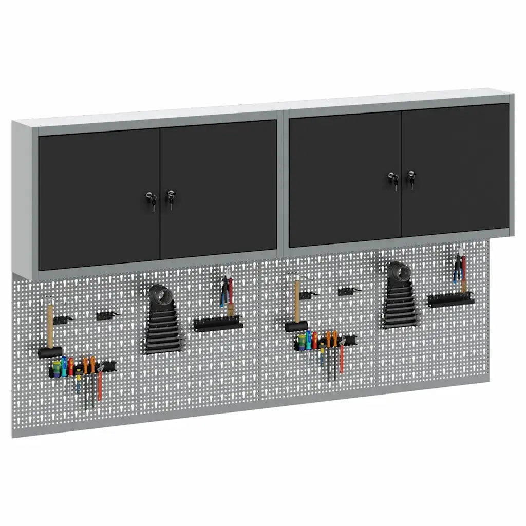 Set di armadi per attrezzi con lo scaffale 6 pcs Nero 3321402