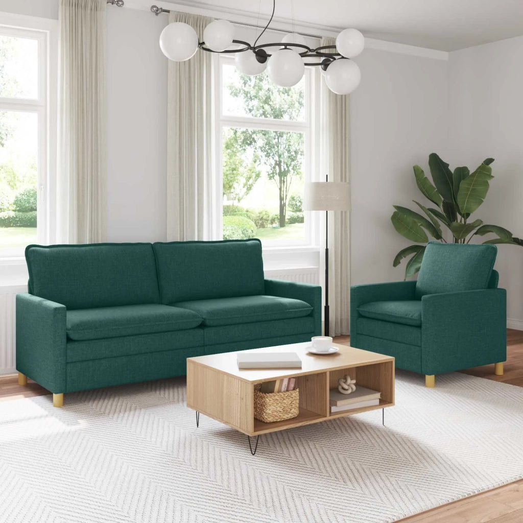 Set di divani 2 pz Verde Scuro Tessuto 3417105
