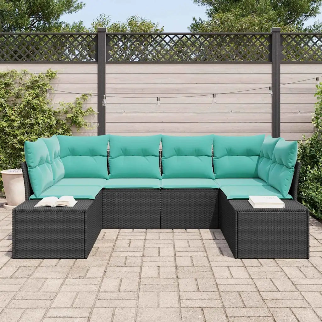 Set Divano da Giardino 6 pz Nero polyrattan 3347206