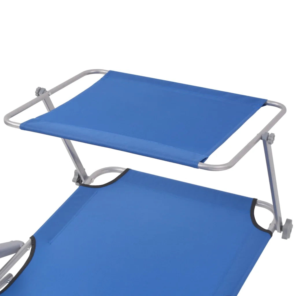 Lettino Prendisole con Baldacchino in Acciaio Blu 42931