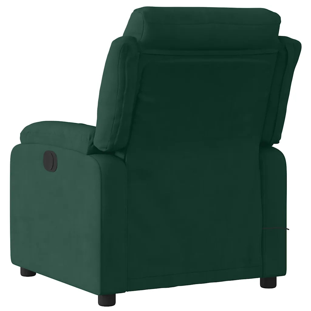 Divano Sedia-Poltrona Massaggiante Reclinabile Verde Scuro in Velluto 312089