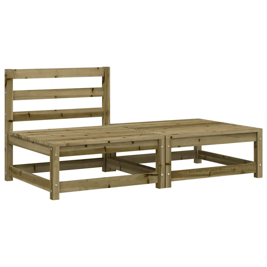 Divano Giardino Senza Braccioli con Poggiapiedi-Sofa da Giardino-Divanetto da esterno Pino Impregnato 217061