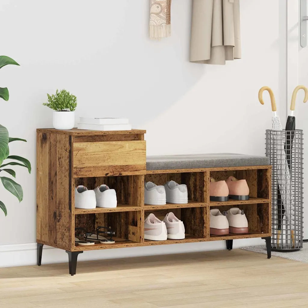 Mobile per scarpe con cassetto-Scarpiera Legno vecchio 102 x 36 x 60 cm 381464