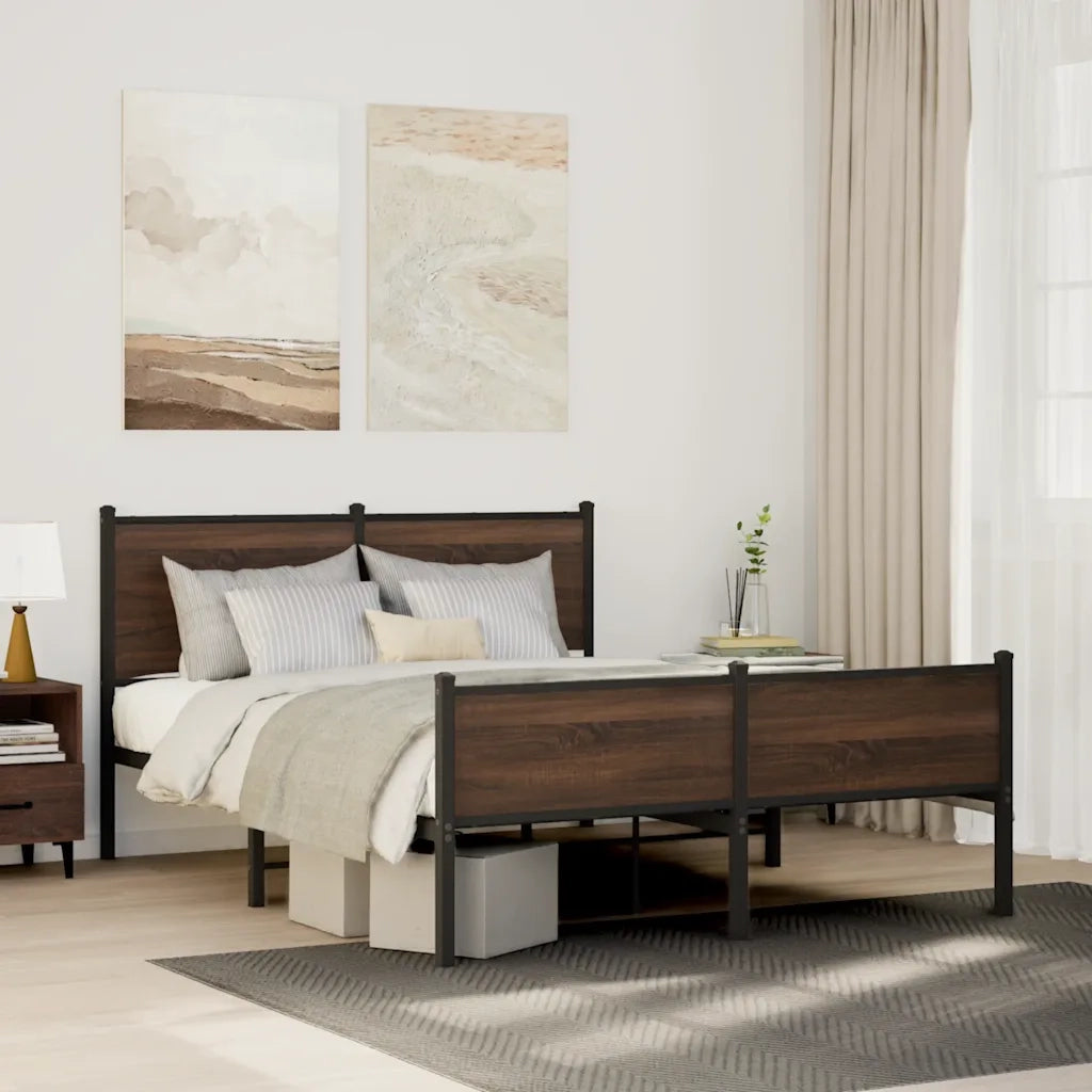 Giroletto senza Materaso in Metallo Rovere Marrone 137x190 cm 4007957