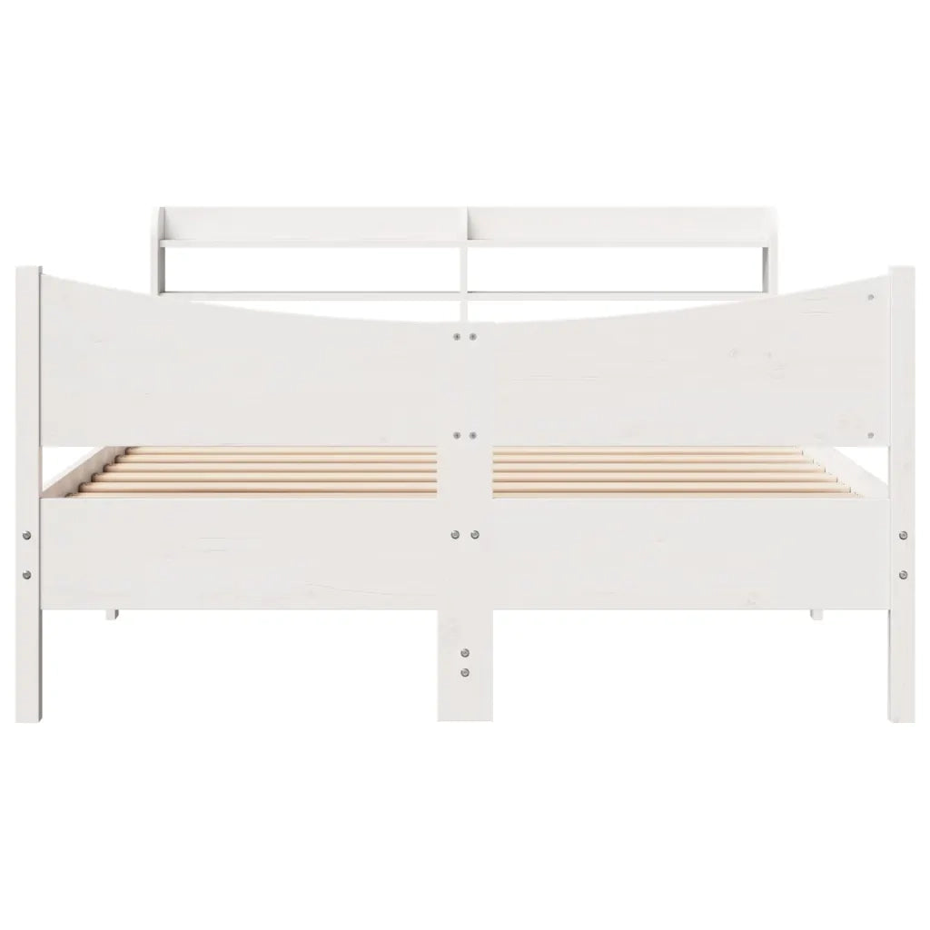 Giroletto con Testiera Bianco 140x200 cm Legno Massello di Pino 3307045