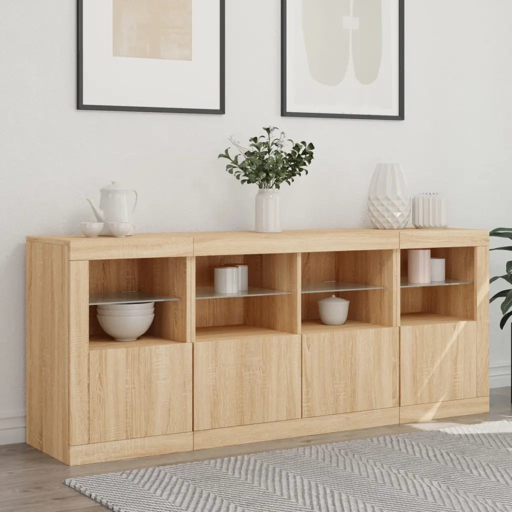 Credenza con Luci LED Rovere Sonoma 163x37x67 cm 3209074