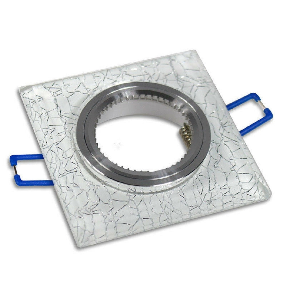 Trade Shop - Portafaretto Incasso Per Faretto Quadrato P16 Vetro Glitterato Bianco Argento Oro -