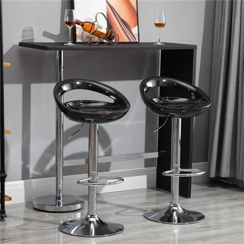 SET 2 SGABELLI DA BAR GIREVOLI CON POGGIAPIEDI ALTEZZA REGOLABILE NERO