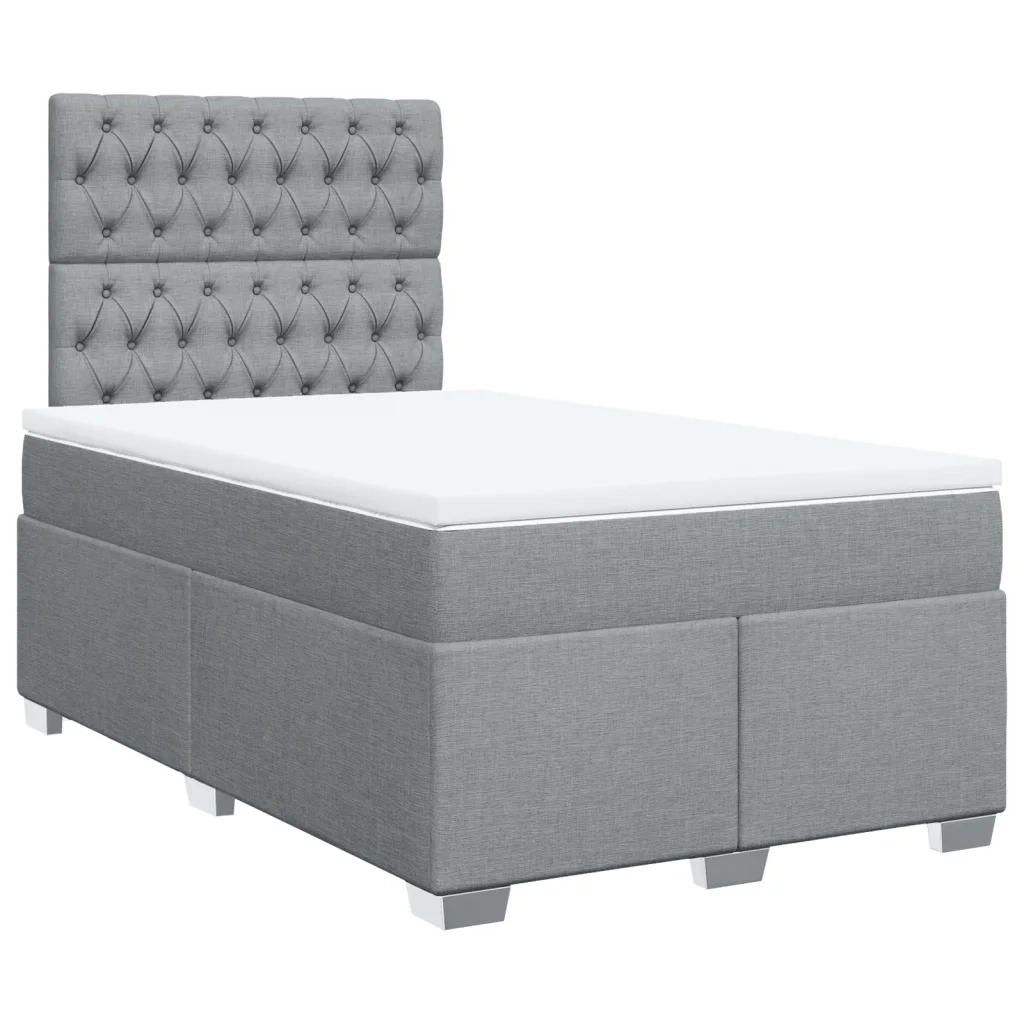 Giroletto a Molle con Materasso Grigio Chiaro 120x190cm Tessuto