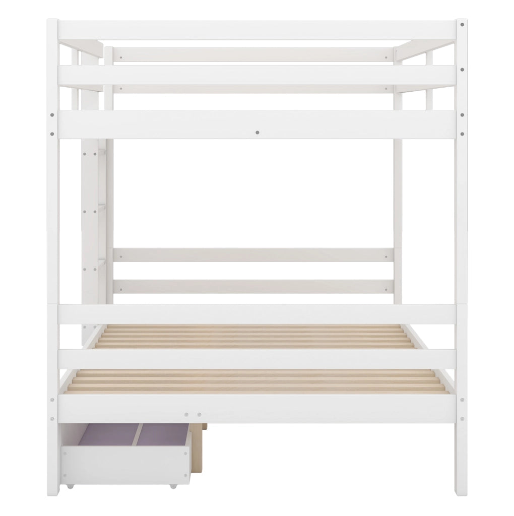 Etagenbett 140x200 cm con cassetti e spazio contenitore; bianco