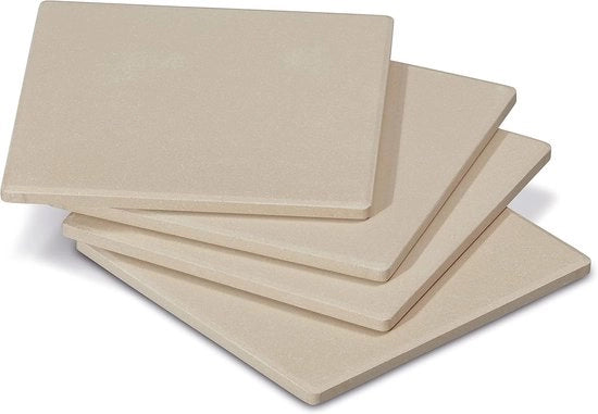 Set di Piatto per Pizza - 4 pezzi da 19 cm x 19 cm - Accessorio per BBQ rettangolare per Griglia a Gas