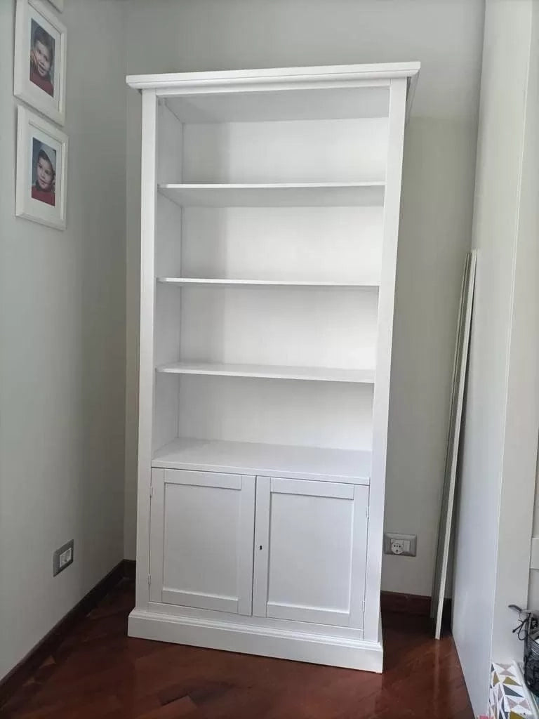 Libreria 2 ante arte povera bianca in legno 90x41x186 (1386) - Mobili 2G