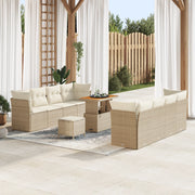 Set Divano da Giardino  da 11 Pezzi con Cuscini Beige Polyrattan Acacia