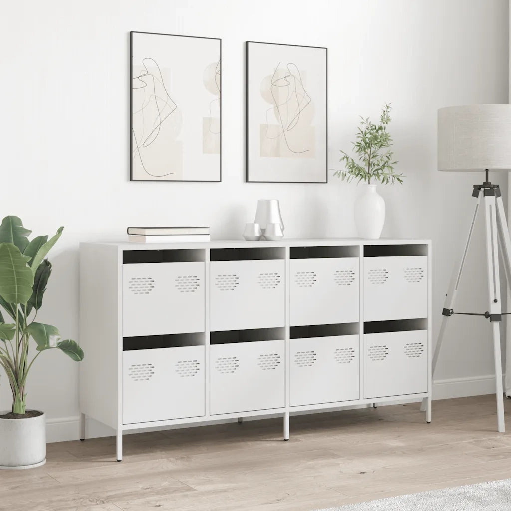 Credenza Bianca 135x39x73,5 cm in Acciaio Laminato a Freddo 3307172