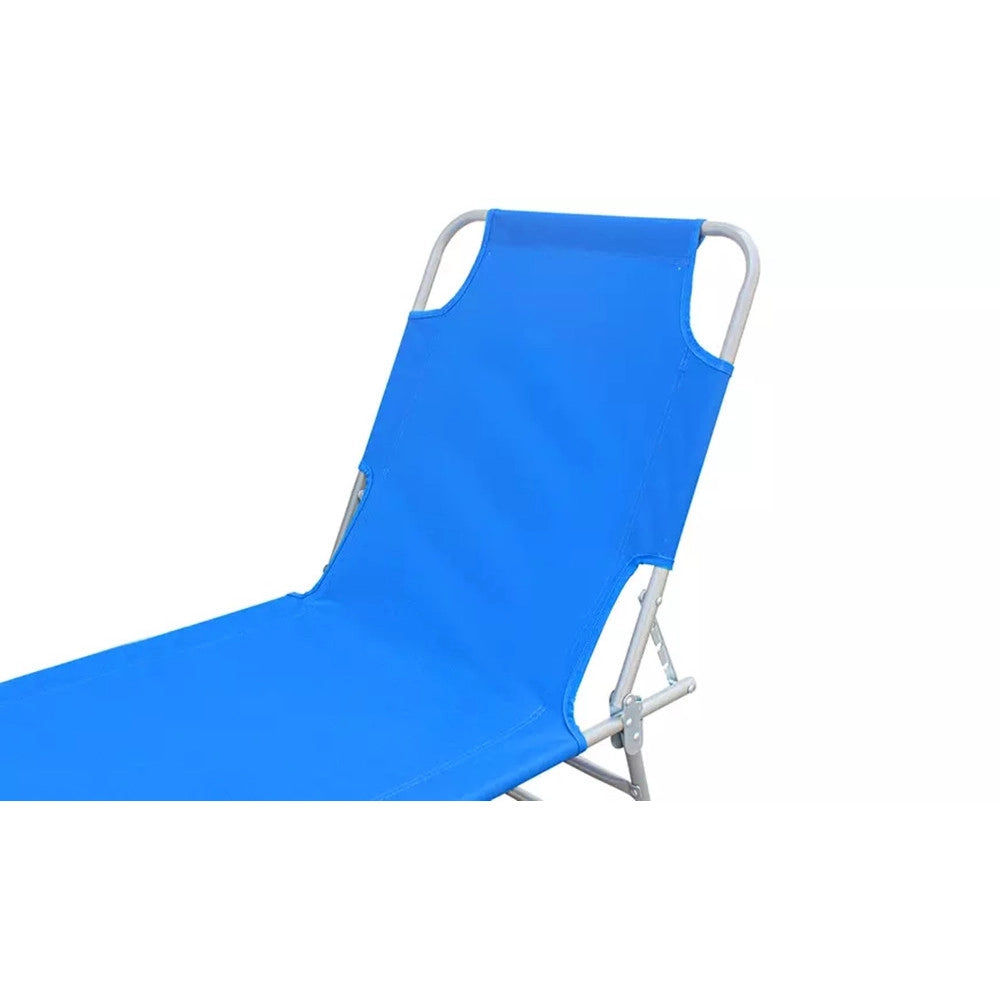 Trade Shop - Lettino Prendisole Pieghevole Senza Parasole Con Schienale Regolabile Brandina Blu 281022 -